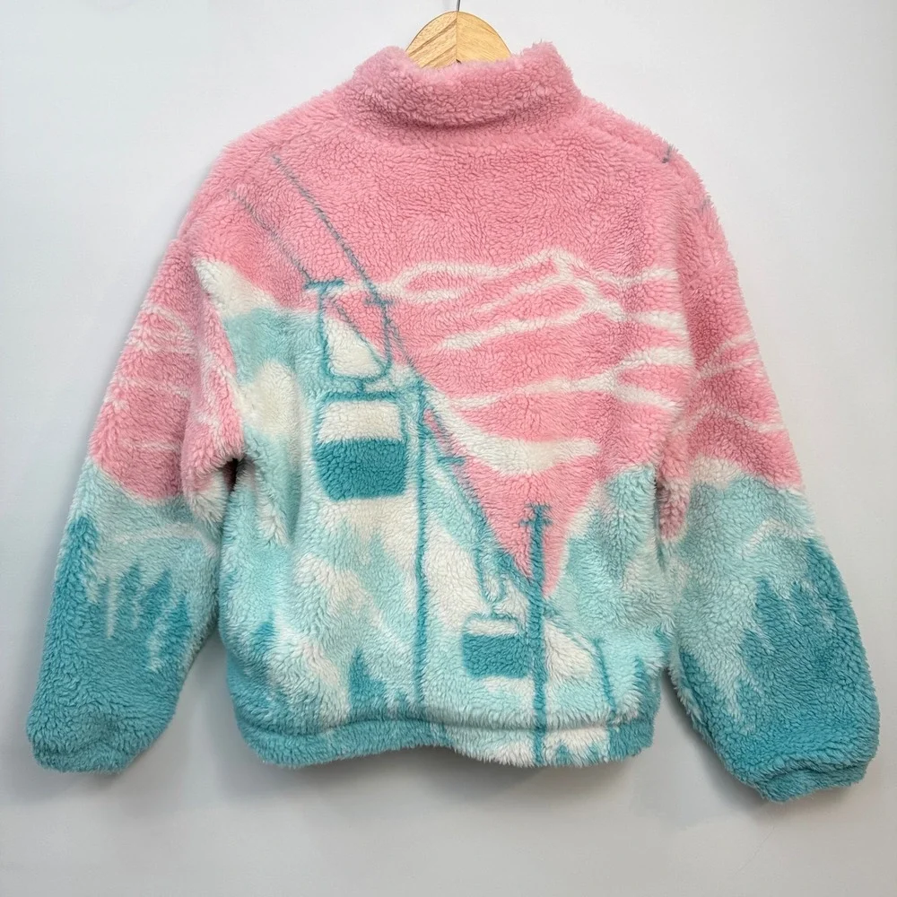 Beach Riot for Anthropologie Ski Lift Fleece Pullover Pink Blue S NEW - Picture 5 of 11